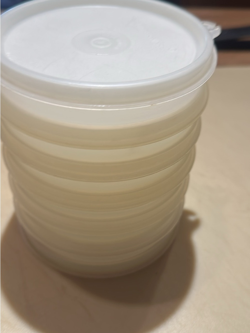 Tupperware hamburger freezer 6 holders, one lid.